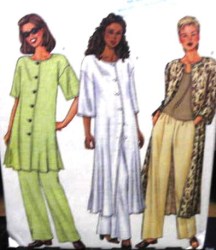 3090 LONG BUTTON DUSTER TUNIC,PANTS PATTERN 8-12,14-18